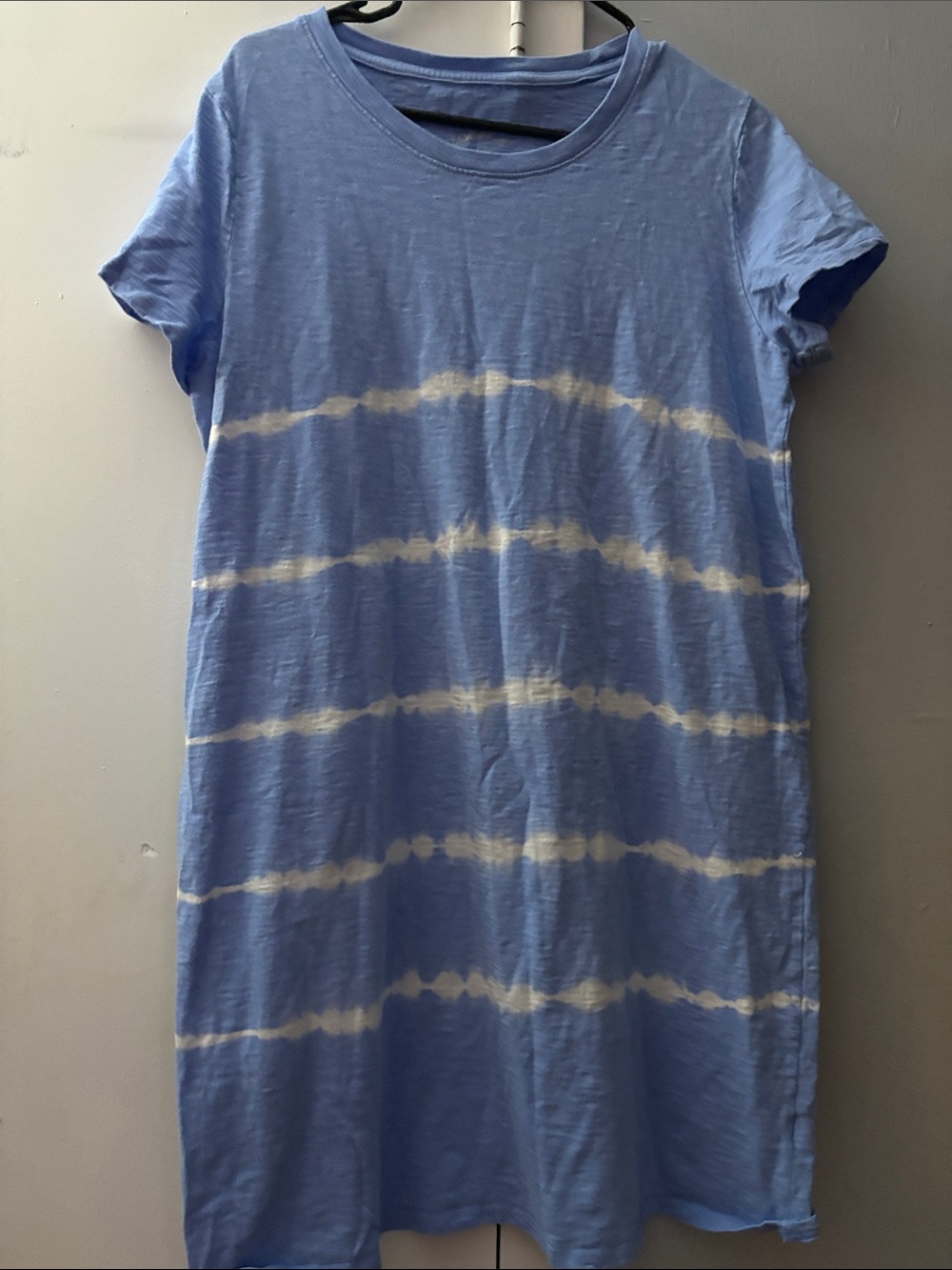 Light Blue Tie-Dye T-Shirt Dress